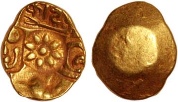 Yadavas of Devgiri Krishna- Kanahara Deva Gold Padam Tanka 3.81g Uniface Lotus in centre +