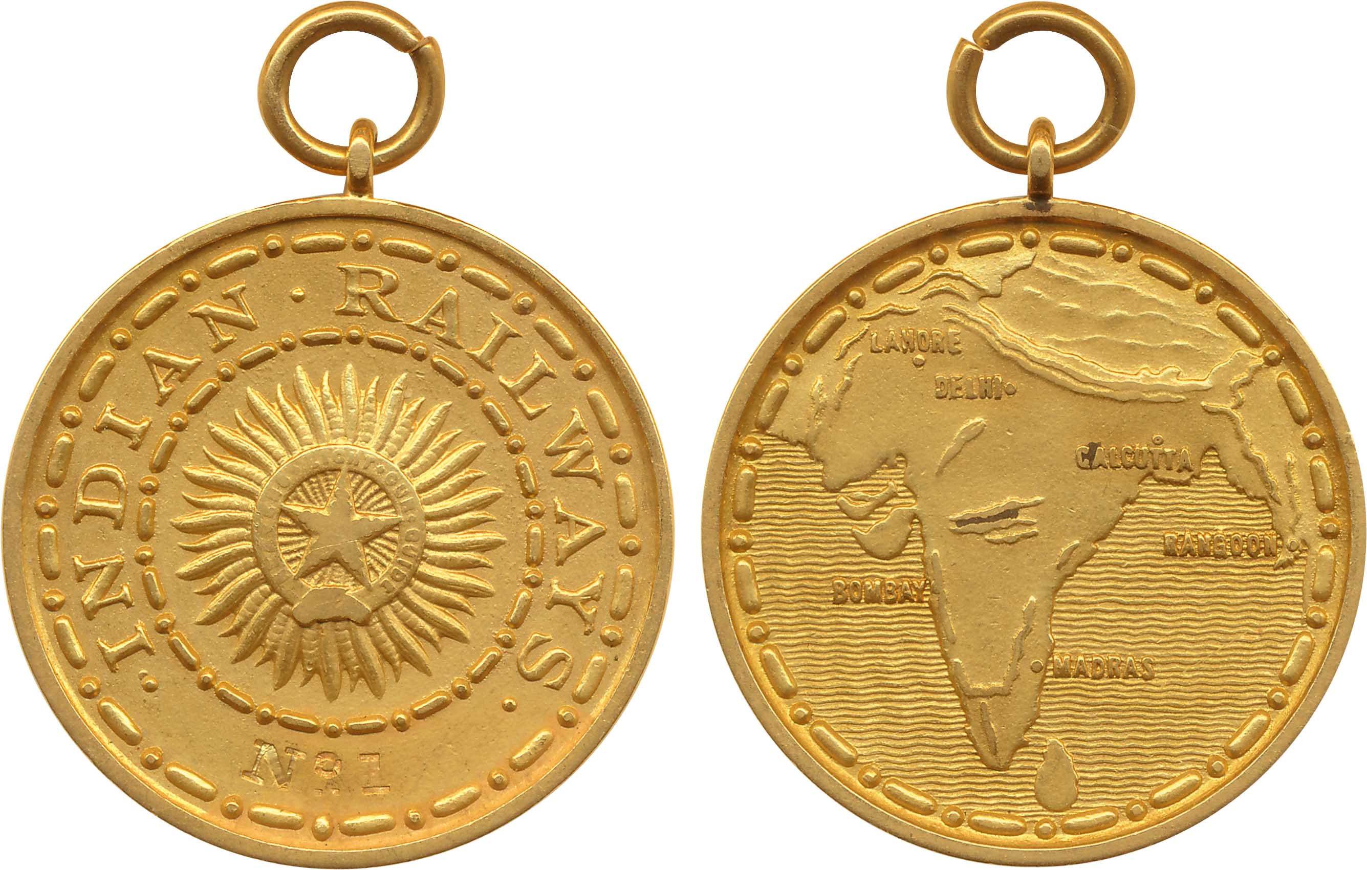 Indian Railways Gold Medal 12.63g Obv: The Star of India with the words INDIAN RAILWAYS ar