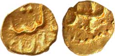 Muhammad Quli Qutb Shah Gold Fanam 0.14g (G&G# Q8). Very fine rare.