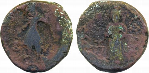 Kushan Kanishka Copper Tetradrachm 16.84g “Sakhamana Boddo” 'Transparent Garment' type Pur