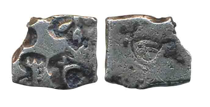 Punch Marked, Attributed to Pandya Janapad, Silver 1/2 Karshapan, 1.30g, “Five symbols” ty