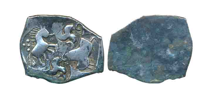 Punch Marked, Attributed to Vidarbha Janapad, Silver, 1/2 Karshapana,1.29g, Uniface, ABCC 