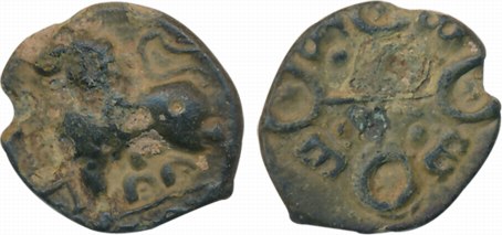 Satavahanas, Sri Satakarni, Potin, 3.01g, “Junnar Lion” Type, Obv: Lion standing to left w