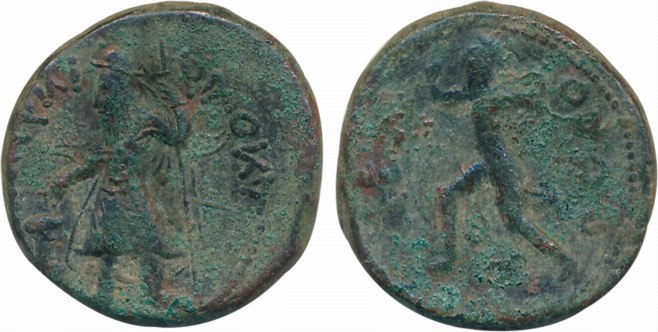 Kushans, Kanishka ,Copper, 16.60g, “Taxila & Pushkalavati Series”, Obv: Kushan king standi
