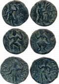 Kushans, Kanishka & Huvishka, Copper 1/4 Units (3), 4.90g, 4.60g & 4.40g, “Jammu & Kashmir