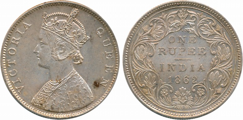 Victoria Queen, Silver Rupee, 1862, Bombay Mint, B/II/3/0 (Unlisted in Prid). Very fine+, 