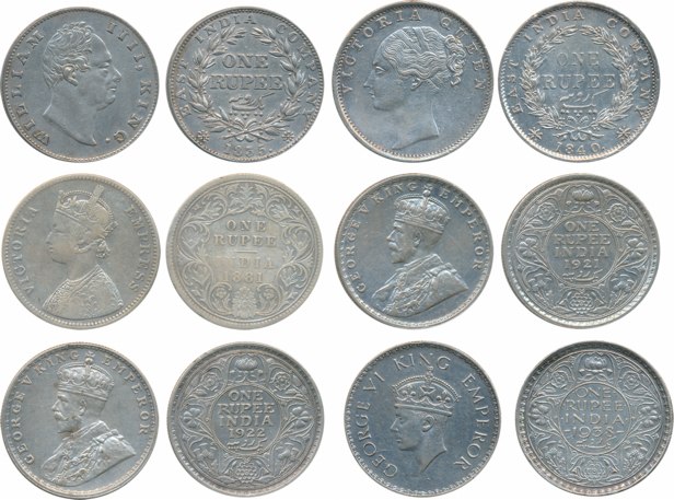 British India, Rupees, Set of 56 Different dates, Silver (55), Nickel (1), William IV (1),