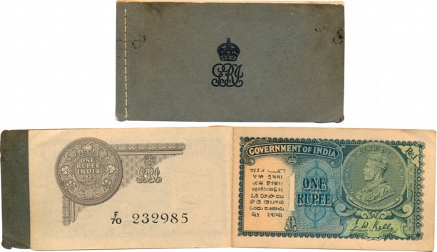 George V, Rupee 1, incomplete Booklet containing 9 notes, 1935, Type 2, 2nd issue, Signed 