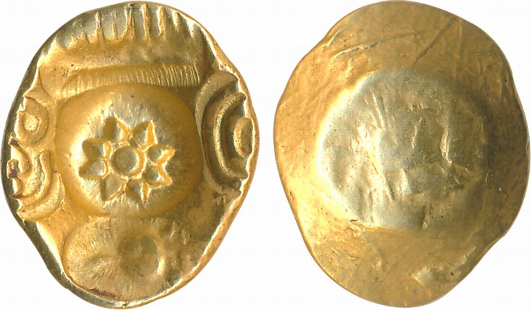 Yadavas of Devgiri, Singhana Deva, Gold, Padma Tanka, 3.79g, Uniface, Punch Mark, Lotus in