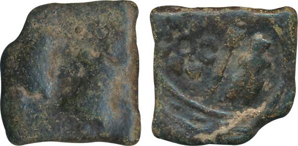 Post Mauryan, Saurashtra Region, Uninscribed Die-struck Copper, 4.61g, Obv: Human figure (