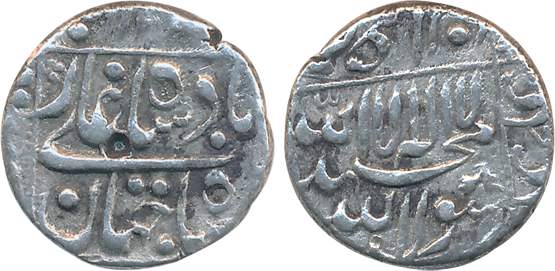 Shah Jahan, Silver 1/2 Rupee, 5.68g, Surat Mint, central inscription within square, knots 