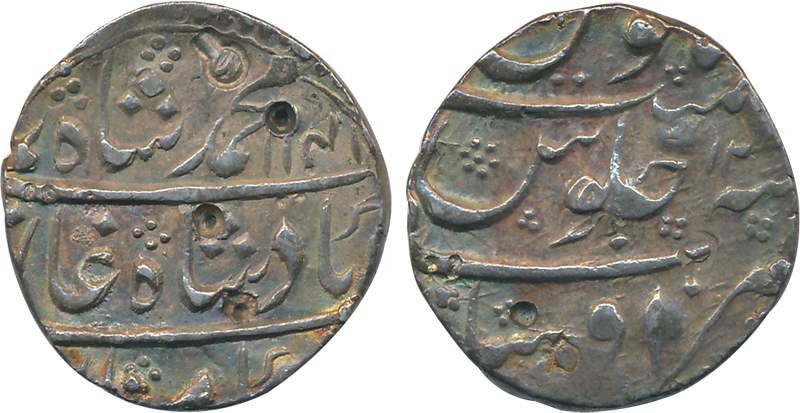 Muhammad Shah, Silver Rupee, 11.08g, Ausa Mint, AH 1141/ RY 12 (KM# 436.10). Very fine, sc