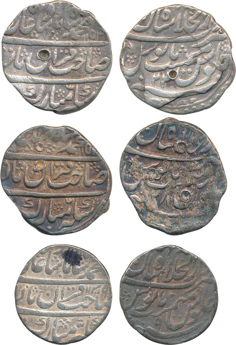 Muhammad Shah, Silver Rupees (3), 11.36g, 11.34g, 11.33g, Dar ul Khilafat Shahjahanabad Mi