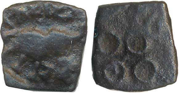 Satavahana, Siri Satakarni, Lead, 1.50g Obv: Elephant walking right with trunk upraised, “