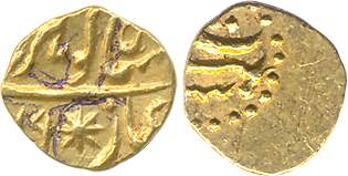 Shah Alam II, Gold 1/2 Apranji Fanam, 0.18g, Siddhaut Mint, in the name of Shah Gauhar, AH