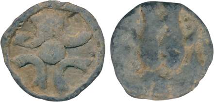 Ikshvaku’s of Andhra, Anonymous Lead, 1.47g, “Imitating Satavahana Elephant” type, Obv: Fo