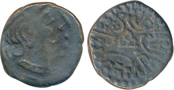 Traikutakas Vyagrasena S/O. Dharasena, Silver Drachma, 1.85g, Obv: Bust of the king facing