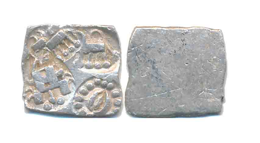 Punch Marked, Attributed to Vidarbha Janapada, Silver 1/2 Karshapana, 0.94g, Uniface, “Pao