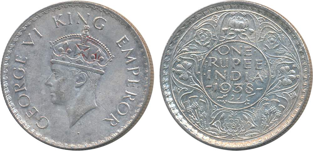 George VI, Silver Rupee, 1938, Bombay Mint. About extremely fine, scarce.