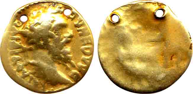 Roman, Septimus Servius, Gold Dinar, 5.79g, Obv: Bust of King to right, Rev: Worn out. Pie