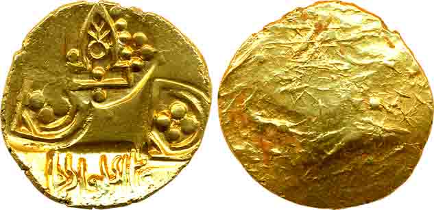 Paramaras of Vidarbha, Jagadeva, Gold Gadyana, 3.69g, Uniface, Punches of a temple showing