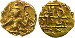 Central Karnataka, tentatively attributed to Lakshmeshwar, Gold 1/2 Fanam, 0.19g, Obv: Sea