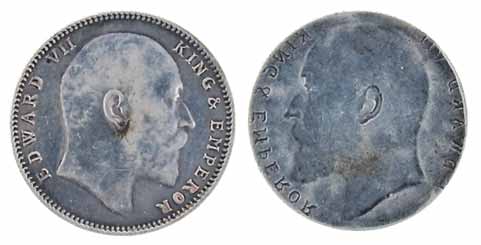 Edward VII, Silver, Lakhi Rupee, Brockage of obv type. About Extremely Fine, Rare.