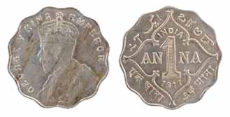 George V, Nickel (8), 1 Anna, 1917, 1918, 1919, 1920, 1923, 1934, 1935, and 1936. All UNC,