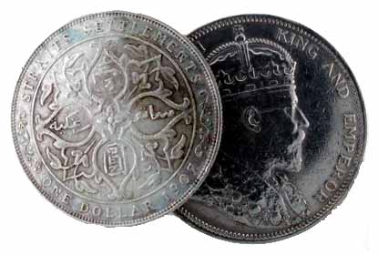 Straits Settlements, George V, Silver (2), 1 Dollar, 1904, Bombay Mint, and 1 Trade Dollar