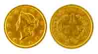 USA, Gold, 1.62 g, 1851, Liberty Head. Ex-mount, About Very Fine.