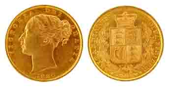 United Kingdom, Victoria, Gold, Sovereign (Guinea), 1886. About Extremely Fine.