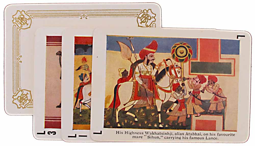 Playing cards of Bhavnagar State, the picture cards contains reproductions of original pai