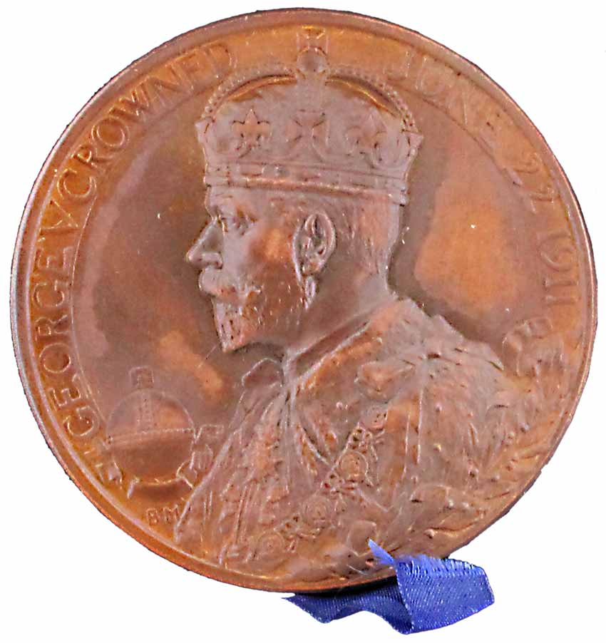 George V, Copper, Coronation Medal, 1911, bust of George V on obv, and of Queen Mary on re