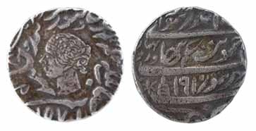 Jaswant Singh, Silver, Rupee, with the name and portrait of Queen Victoria, Bharatpur Mint