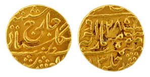 Madho Singh, Gold, Mohur, with the name of George VI, Sawai Jaipur Mint, RY 28, lead (jhar