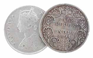 Victoria, Edward VII, and George V, Silver (12), ½ Rupee, 1840, 1887, 1888, 1862, 1892, 18