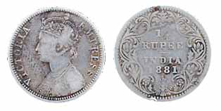 Victoria Empress, Silver, ¼ Rupee, 1881, Bombay Mint, About Very Fine, Scarce.