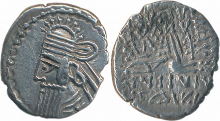 Parthian Empire, Vologases IV, Silver Drachma, 3.73g, Ecbatana Mint (MAC# 687). Very fine+