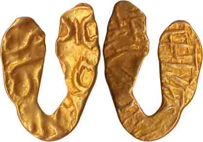Shilaharas of Karahad - Wai/ Karhad region, Gold ‘U’-shaped Fanam, 0.49g, three punches – 