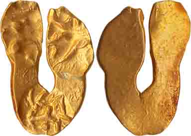 Shilaharas of Karahad - Wai/ Karhad region, Gold ‘U’-shaped Fanam, 0.53g, three punches – 