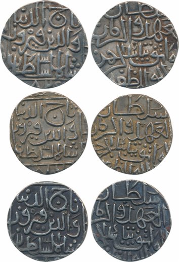 Taj al din Firuz Shah, Silver Tanka (3), 10.97g, 10.96g, 10.74g, Hadrat Ahasanabad Mint (o