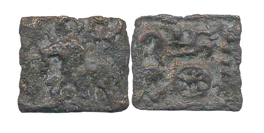 Ayodhya (Vatsa), Vishakhadatta, Square Cast Copper, 1.79g, Obv: Elephant marching to left,