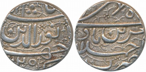 Jahangir, Silver Rupee, 11.44g, “Muzaiyan” couplet, Ahmedabad Mint, AH 1025, Ilahi Month M