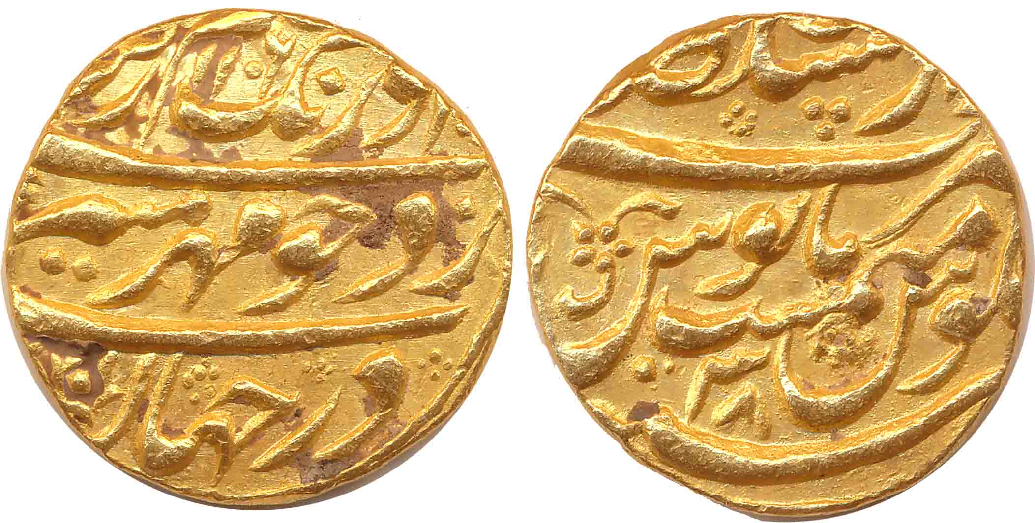 Aurangzeb, Gold Mohur, 10.98g, Dar ul Sultanate Lahore Mint, AH 1106/ RY 38 (KM# 315.31). 