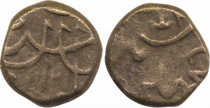 Aurangzeb, Copper Paisa, 6.90g, Macchlipattan Mint, RY 4X (KM# 285.6). Complete mint name,