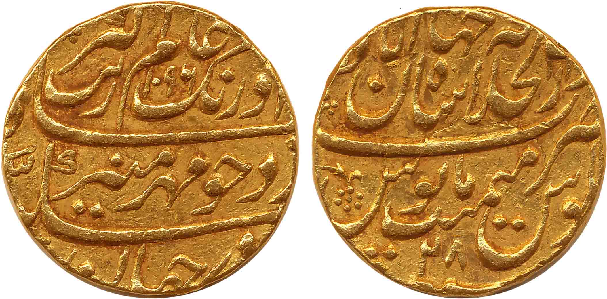 Aurangzeb, Gold Mohur, 10.90g, Dar ul Khilafat Shahjahanabad Mint, AH 1096/ RY 28 (KM# 315