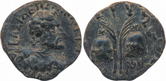 Indo-Greek, Antialkidas, Copper, 3.50g, Obv: Zeus hurling thunderbolt to right, Greek lege
