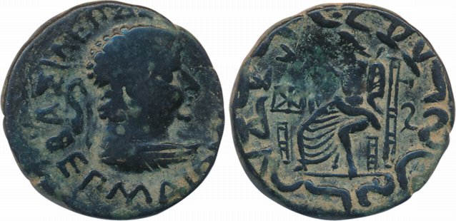 Indo Greeks, Hermaios, Billon Tetradrachm, 8.88g, Obv: Diademed bust of king, facing right