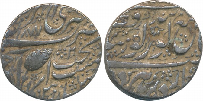 Ranjit Singh, Silver Rupee, 11.14g, “Nanakshahi” couplet, Amritsar Mint, VS 1877, Arabic D