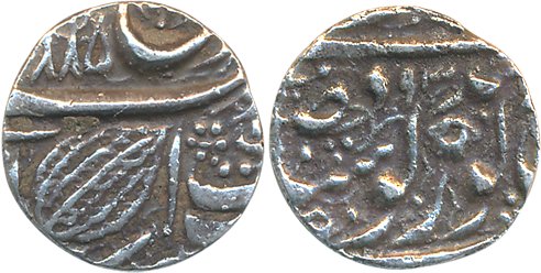 Ranjit Singh, Silver 1/4 Rupee, 2.68g, “Nanakshahi” couplet, Amritsar Mint, VS (1)885 (G S